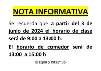 HORARIO MES DE JUNIO