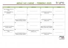 MENÚ FEBRERO. NO CARNE.