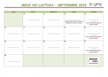 MENÚ NO LACTOSA. SEPTIEMBRE 2024